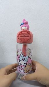 🔥NEW🔥Cute 500ml Kids Water Bottle Dual Drinking Straw Cup Portable Leakproof Cartoon Bottle for School and Outdoor