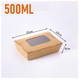 (50PCS) Kraft Lunch Box Takeaway Bento Box Lunch Box with Window Kraft Food Boxes For Restaurant Cafe Hawker Catering Service