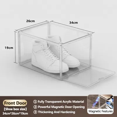 【Buy 5 get 1 pack of deodorant pills free】Magnetic Transparent Stackable Shoe Box Front and Side Open shoe box Sports shoe Display storage