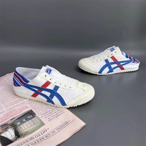 Original Tiger Shoes Classic White/blue/red Mens and Womens Canvas Non-slip Lazy Shoes Comfortable and Breathable Slip-on Casual Sneakers TH6P4N-0142