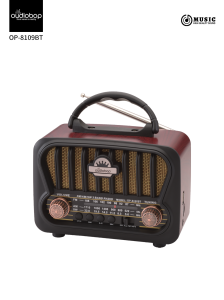 Oudiobop Rechargeable radio Portable Vintage Antique Wood Wireless Home Radio with USB SD TF Card Support bluetooth speaker OP-8109