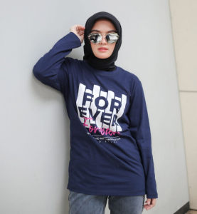 Kaos Wanita Atasan Wanita Kaos Lengan Panjang Wanita Forever WARNA NAVY Motif SEGITIGA // FOREVER/ATASAN WANITA/PAKAIAN WANITA TERBARU 2022