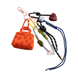 PU Leather Miniature Bag Pendant Keychain Handbag with Braided Rope Keyring Backpack Ornament for Commuting and Shopping