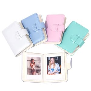 JAYQQ PU Leather Instant Camera Photo Album 28 Pockets Ring Closure Pocket Album Neat Stitching Portable Photo Book Travel Memories