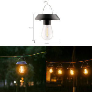 Solar Tungsten Hanging Light Outdoor Waterproof Light Bulb with Hook Balcony Landscape Garden Light Decoration