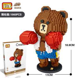 LOZ 9041 MINI Character Cartoon Boxing Bear 1960pcs Nano Diamond Creative Brick 拳击熊 🥊 🐻