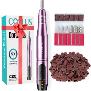 Máy mài móng tay không dây COSLUS C20: Bộ dụng cụ đa năng dễ mang theo. Dụng cụ chuyên dụng cho việc làm móng bằng gel acrylic và bột nhúng máy làm móng tay và móng chân có thể sạc lại phù hợp cho cả salon và sử dụng tại nhà trọng lượng nhẹ màu t