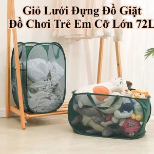 Giỏ Lưới Đựng Đồ Giặt Đồ Chơi Trẻ Em Cỡ Lớn 72L Cứng Cáp Gấp Gọn Thông Minh
