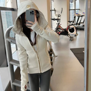 lulu Giống như nhãn gốc Scuba Áo hoodie khóa kéo toàn thân áo nỉ ôm dáng áo tập yoga thường ngày áo khoác nữ