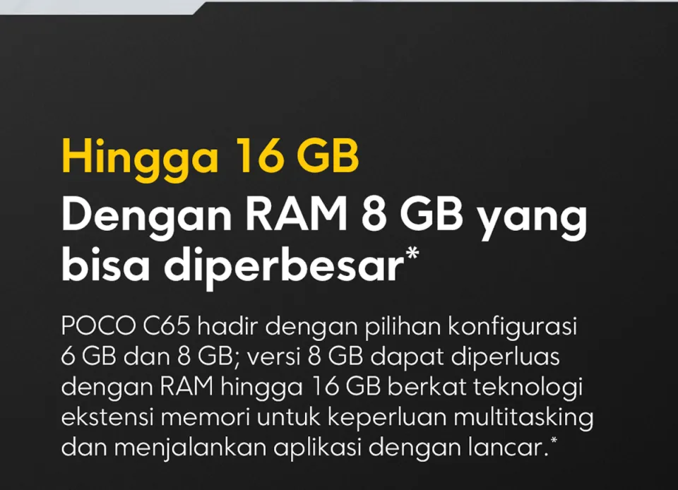 Official Poco C65 Ram Hingga 16 Gb Prosesor Kencang Helio G85 90hz - Black  6128g