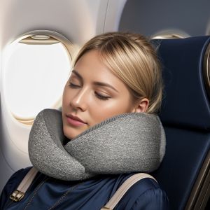 1pc Ergonomic Memory Foam Travel Pillow - Machine Washable Lightweight & Portable - Medium Firm Support Professional Medical-Grade Design Plane Travel Accessories Travel Comfort Accessory Ergonomic Pillow Design Soft Texture Pillow