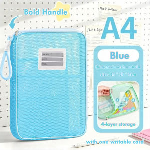 A4 File Bag Mesh Zipper Pouch Book Bag Clear Document Organizer Paper Storage Bag Office School Supplies