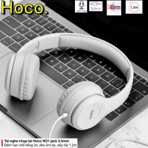 Tai Nghe chụp tai học online Chơi Game HOCO Có Dây hỗ trợ mic đàm thoại trên laptop điện thoại có thể gập gọn