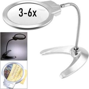 Magnifier 3X-6X Rotatable Natural Daylight Desktop Magnifier LampDesktop Magnifying Lens with Led Light