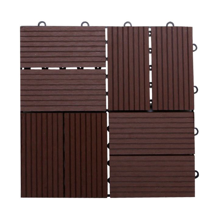 ROTATE FONTE แผ่นไม้เทียมปูพื้นลายเหลี่ยมสลับ รุ่น DT002 สีน้ำตาล