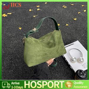【HCS】 Women Faux Suede Shoulder Bag Solid Color Handbag Crossbody Bag for Shopping Work