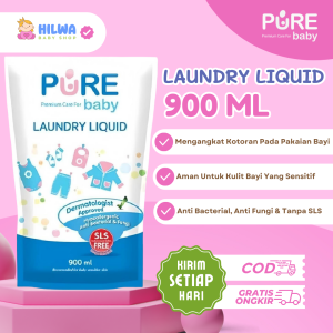 Purebb Laundry Liquid Refill 900ml -  Purebb Sabun Cuci Pakaian Bayi Bebas Detergen Sls & Anti Fungi