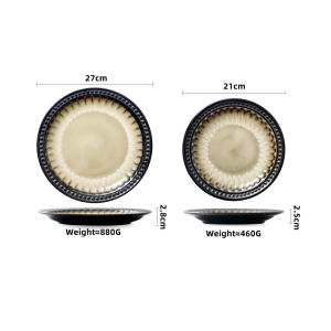 OMK European Retro Style Stoneware Dinnerware Set Dinner Plate Salad Bowl Home Ceramic Tableware