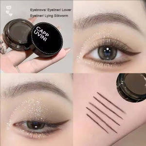 Waterproof Eyeliner Cream With Angled Eyeliner Brush Ultra-Smooth Black Brown Soft Matte Outline Eyebrow Cosmetics