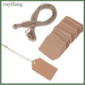 ruyifang 100pcs BLANK kraft Jewelry ป้ายราคาสตริงป้ายราคาด้วย String 20M