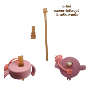 ฝาพร้อมหลอดดูดสำหรับขวดนมคอกว้าง ปลอดภัย BPA Free ทนความร้อนสูง ทำความสะอาดง่าย ลายกวาง เสริมพัฒนาการกล้ามเนื้อมือและปาก