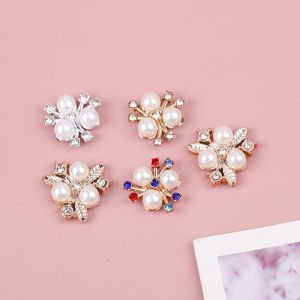 438178 ZXC 10ชิ้นกระดุมพลอยเทียมรูปดอกไม้มุกวิบวับงานฝีมือ DIY