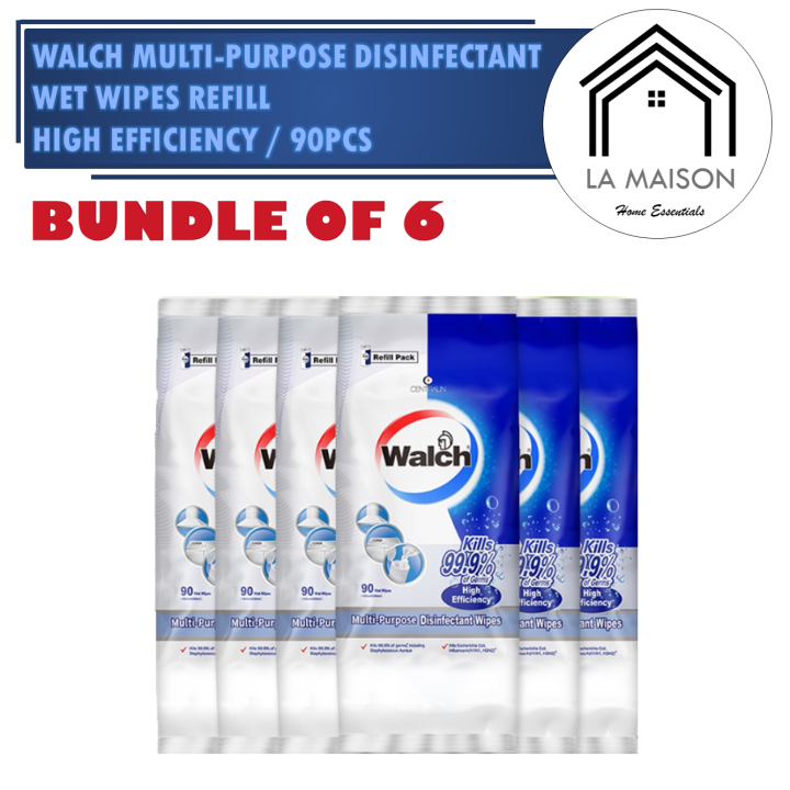 [Bundle of 6] Walch Multi-Purpose Disinfectant Wet Wipes Refill 90pcs ...