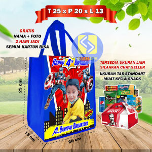(35 PCS KFC) TAS ULTAH FREE DESAIN TAS ULANG TAHUN SIZE STANDART MUAT BOX KFC GOODIE BAG CUSTOM GRATIS NAMA DAN FOTO TAS SOUVENIR ULTAH TAS ULANG TAHUN ANAK MURAH MUAT KFC MUAT SNACK UK 25x20x13 TAS KHAJATAN TAS AQIQAH TAS KHITAN TAS MENGENANG BISA COD