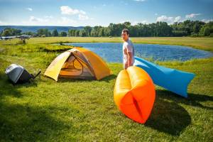 Air Sofa Outdoor Inflatable Lounger Couch Portable Blow up Lounge Chair Pool Air Hammock Hangout Lazy Sofa Sleeping Bag Beach Bed Picnic Bring out Sports and Outdoor Fun