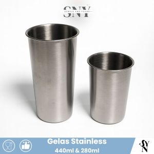 Gelas Air Minum 280ml 440ml Mug Cangkir Minum Bulat Stainless Tahan Panas SNY