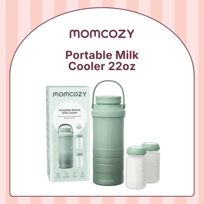 Momcozy 22oz Portable Breast Milk Cooler for Outdoor Life Saver with 360° Total Cooling for 24 Hours Larger Capacity Travel Breastmilk Chiller with 2pcs Baby Bottles for Breastmilk Storage Green