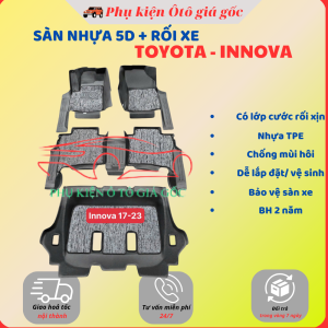 Thảm sàn nhựa 5D SẴN RỐI Tràn Viền Xe TOYOTA - INNOVA đời 2017 - 2022 NHỰA TPE không mùi chuẩn khít form xe - HH