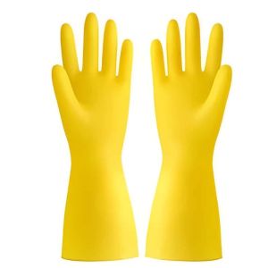 Multipurpose Heavy Duty Reusable Latex Yellow Rubber Gloves Latex Kitchen Long Dish Washing Cleaning Silicone Rubber Dish Washing Glove For Household Scrubber Kitchen Clean Tool Buckets Mops & Gloves