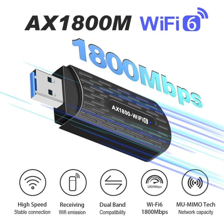 AX1800 USB WiFi Adapter 802.11ax USB3.0 Dongle WiFi6 2.4G/5GHz Wireless ...