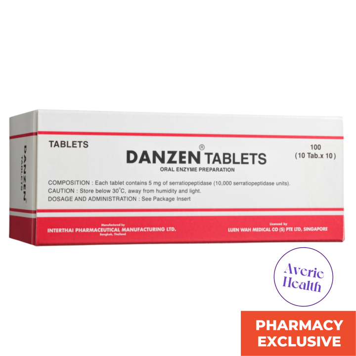 Danzen Tabs 100s (Serratiopeptidase 5mg) | Enzyme For Sore Throat, Gum Inflammation | Neuflo / Mac / Cough / Leftose