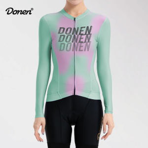 DONEN Cycling Jersey Spring Summer Women Milk Silk Fabric Sun Protection Highly Elastic Breathable Quick-Drying With Pockets MTB Road Bike Long Sleeve Top Clothing