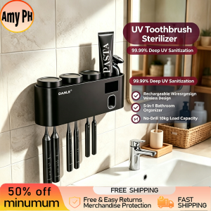 5-in-1 UV Toothbrush Holder Sterilizer Auto Toothpaste Squeezer + Drying Rack USB Charging Smart Sanitizer For Bathroom Wall Mounted No Drilling | Ships Today