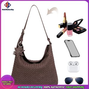 Vodool Handwoven Bucket Bag Adjustable Shoulder Strap Top-handle Handbags with Star-Charm for Women Daily Use Special Occasion