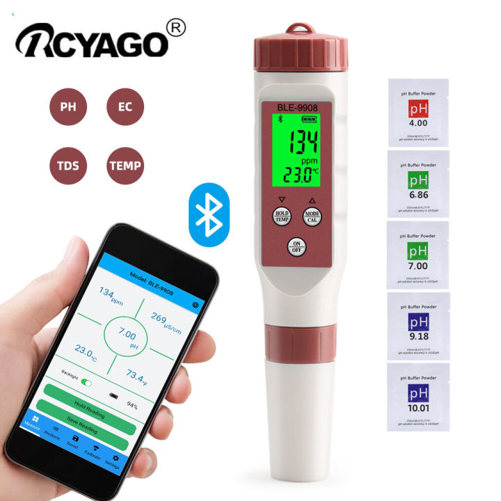 RCYAGO Smart Bluetooth PH TDS EC Water Quality Tester with APP Online ...