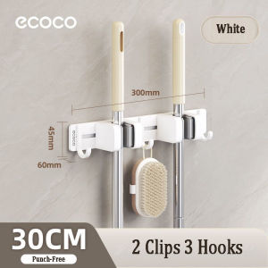Ecoco Aluminum Mop Holder Broom Holder Organizer Mop Hanger for Bathroom Kitchen Punch-Free Heavy-Duty