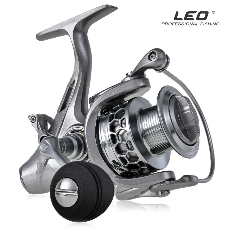 LEOFISHING SK-FB Series Front and Rear Drag System CNC Bearings Metal Power  15KG Drag Carp Fishing Reel with Extra Spool Freshwater Spinning Reel