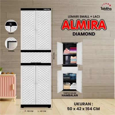 TABITHA Lemari Plastik/Lemari pakaian/lemari baju Tabitha Almira Diamond – Small + Laci