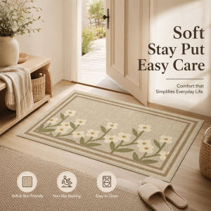 Linen Floor Mat Absorbent Anti Slip Rubber Backing Wear Resistant Washable Rug For Bathroom Kitchen
