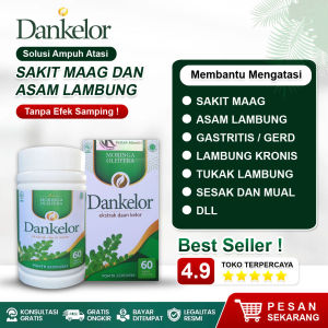 Obat Maag Paling Ampuh Asam Lambung Naik Lambung Kronis Gerd Gastritis Tukak Lambung Tumor Lambung Sakit Perut Perih Melilit Nyeri Ulu Hati Dada Panas Sesak Nafas - Dankelor 60 Kapsul Asli Original