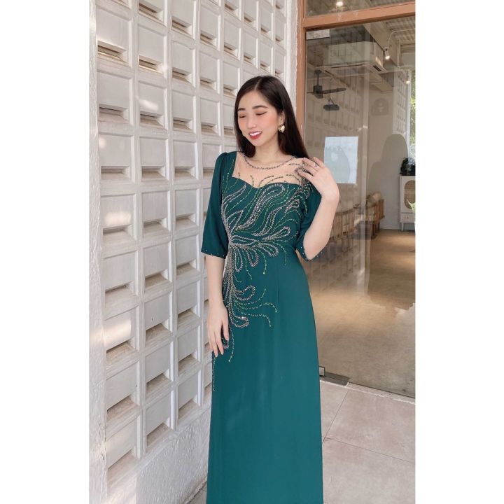 dạ hội trung niên nữ tay dài, thiết kế sang trọng