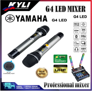 New Yamaha G4 LED Signal Light Mixer Power Mixer 4Channels USB Bluetooth with 2 Wireless Mic