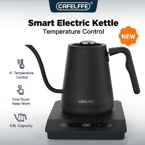 Cafelffe อัจฉริยะการควบคุมอุณหภูมิหม้อกาแฟสแตนเลส Gooseneck กาต้มน้ำไฟฟ้า
