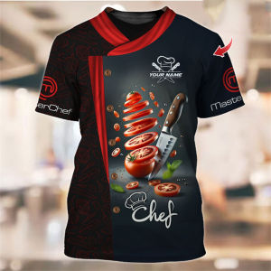 [Local Stock] Christmas Halloween Chef Work T-shirt For Men Funny Personality Pattern O-neck T Shirts 3D Print Fashion Trendy Cook Uniform Tee Top Novelties
