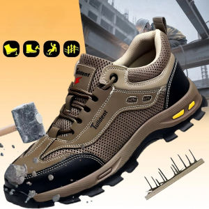Mens Summer Work shoes Anti-Odor Steel Toe Shoes Puncture Guard Insulated Abrasion Proof Safety Boots