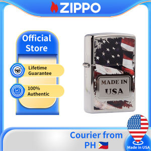 Zippo American Flag High Polish Chrome Windproof Pocket Lighter 29679（ Lighter Without Fuel Inside )